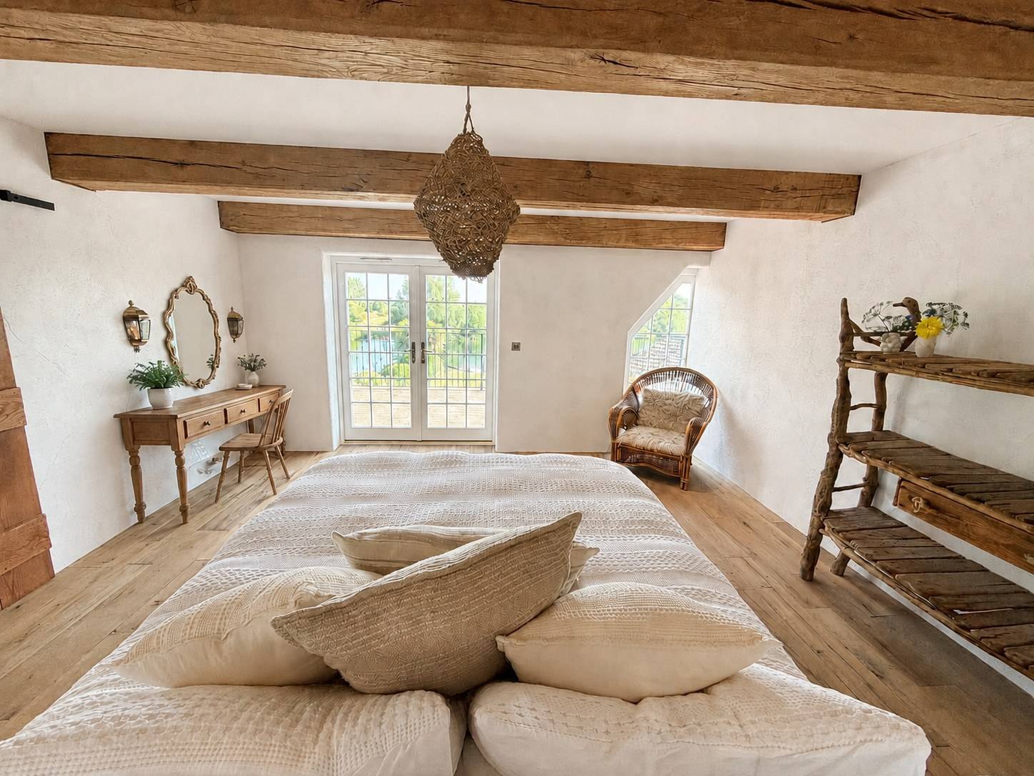 Love Locations rustic bedroom with wooden furniture for TV and film
