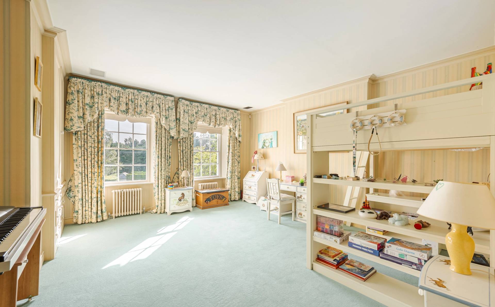Garden outlook from a master bedroom sash window.