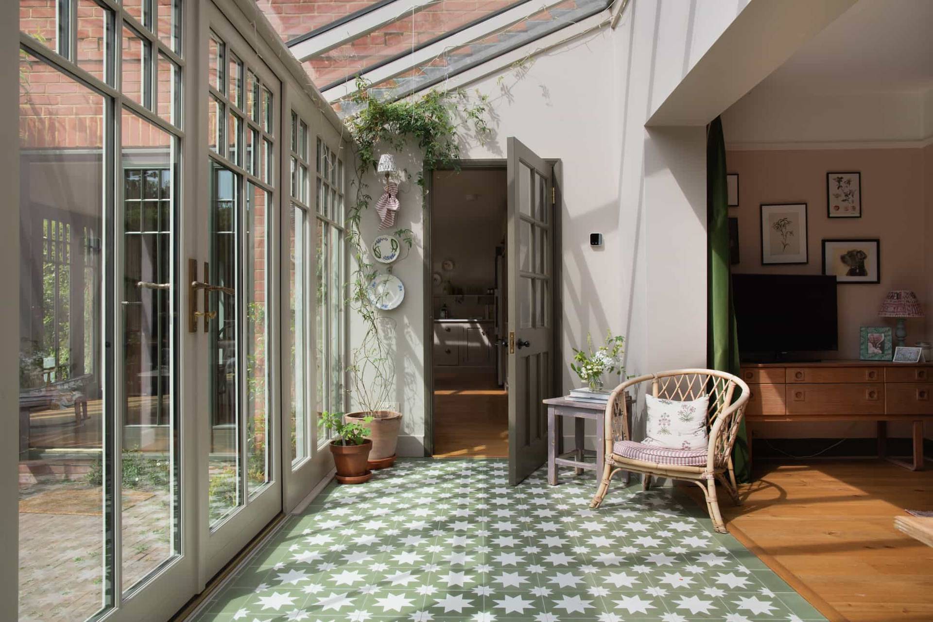 An atmospheric Edwardian interior with Arts & Crafts craftsmanship, featuring natural materials, period fittings, and timeless design elements. Located in Horsley, Surrey and represented by Love Locations, this interior exudes historic authenticity.