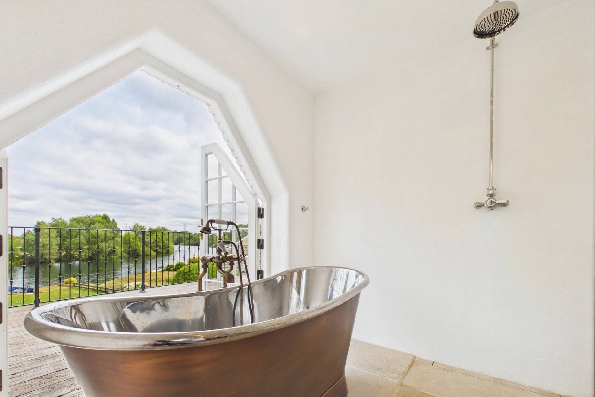 Love Locations luxury freestanding bath with garden views for TV and film