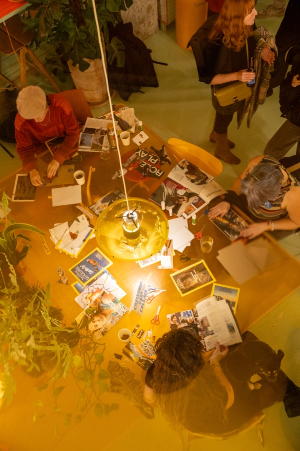 Contemporary café and gathering space with vibrant furniture and DJ event setup in Whitechapel London – love locations