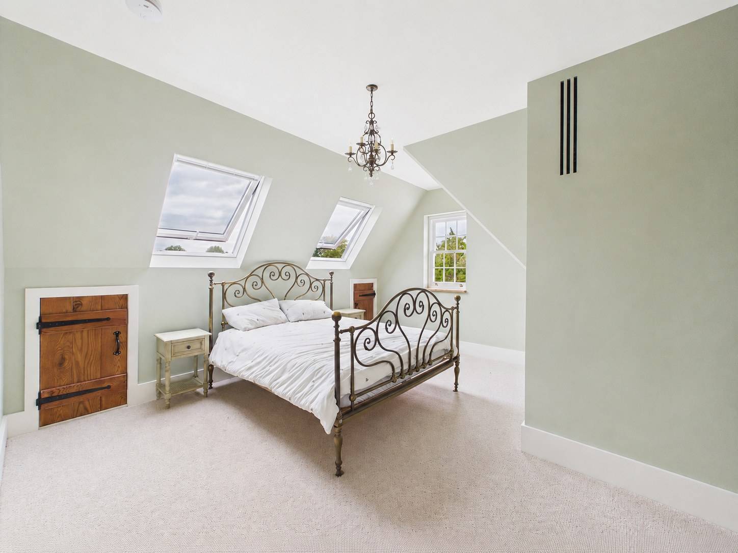 Love Locations bright bedroom with skylight and garden views for filming