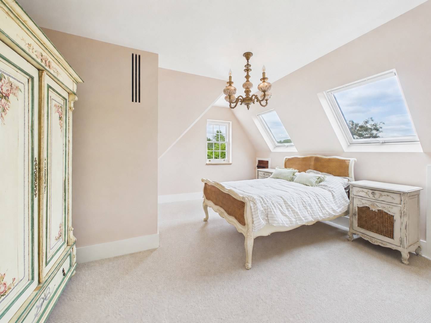 Love Locations elegant bedroom with skylights for TV and film