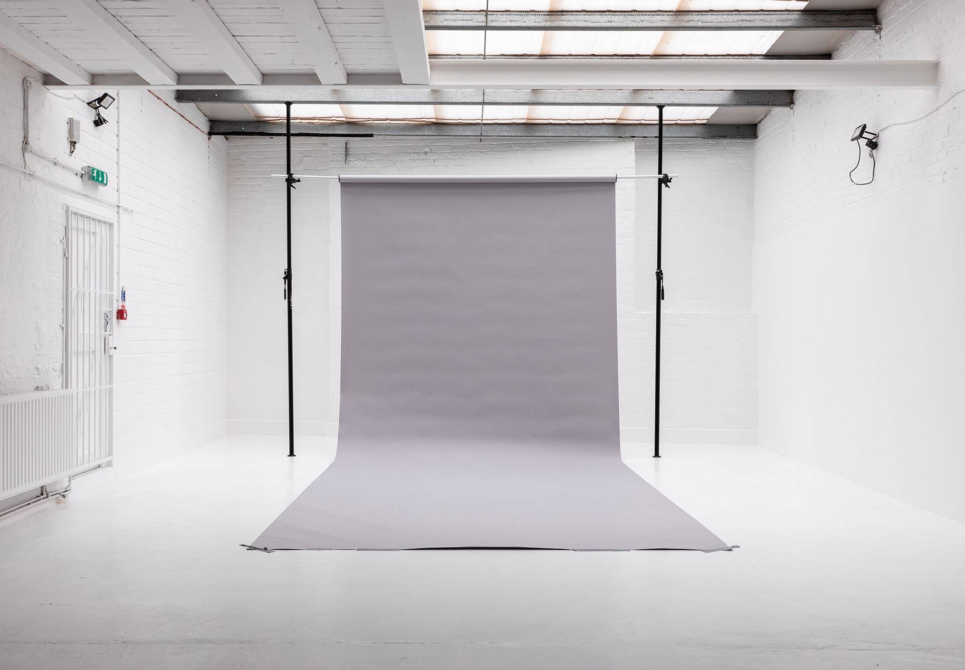 Neutral grey photography backdrop ideal for studio shoots at Brixton Warehouse Love Locations.