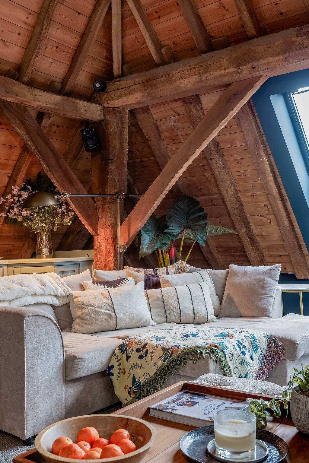Sun-drenched interiors of a Petersfield barn via Love Locations.