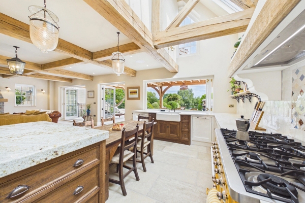 Love Locations luxury farmhouse kitchen with Aga and island for TV and film