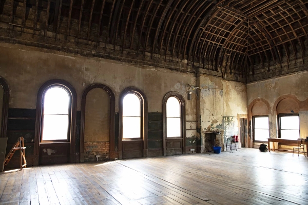 Unique derelict billiards space with natural light, part of the Love Locations Old Waiting Room, an inspiring venue for wedding photography and art exhibitions in South East London.