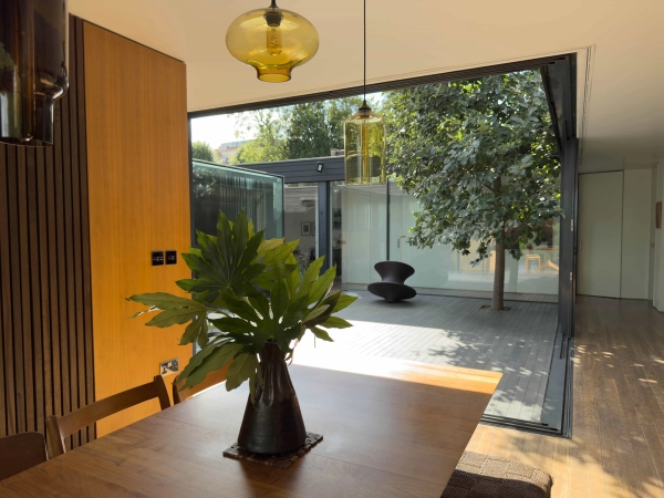 Private landscaped courtyard at Love Locations Highgate Zen modern property.