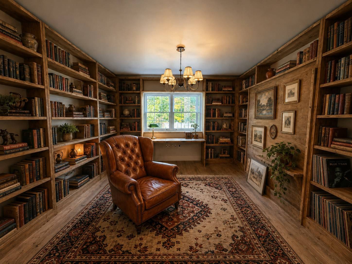 Love Locations traditional library with bookshelves and armchair for filming