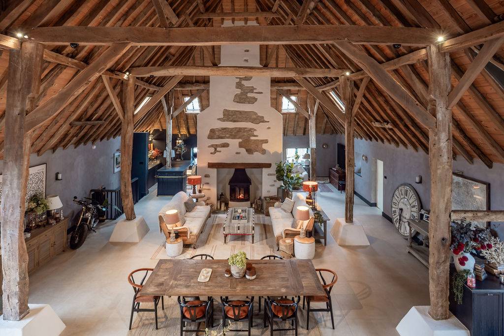 Vaulted ceiling architecture in a Petersfield area barn Love Locations.