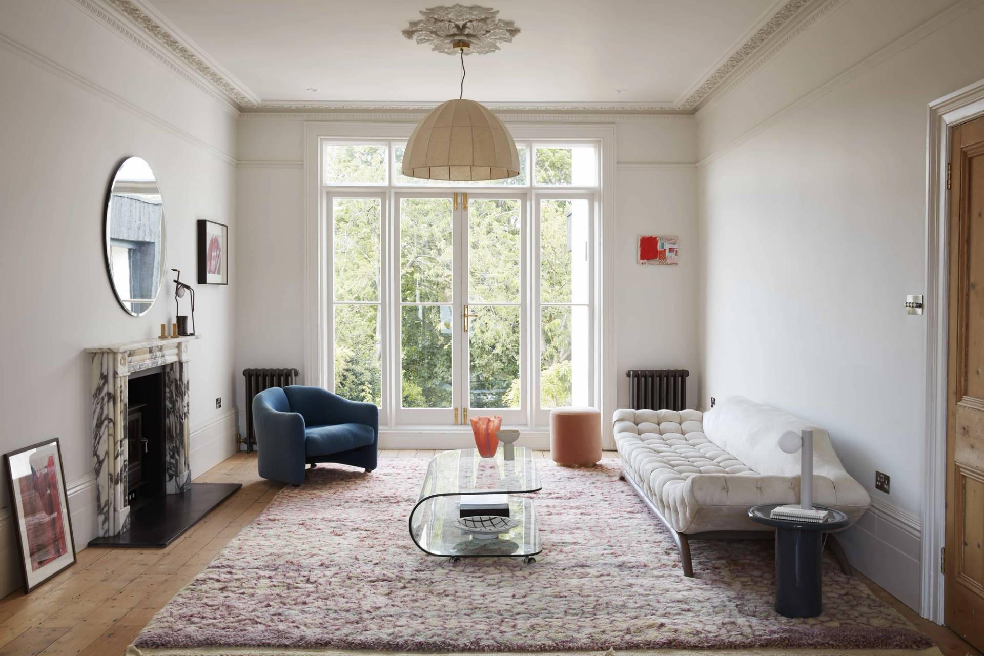 Victorian villa reception room shoot location in Hastings, TN34 featuring high ceilings, white sash windows, and neutral styling, ideal for period drama filming via Love Locations.
