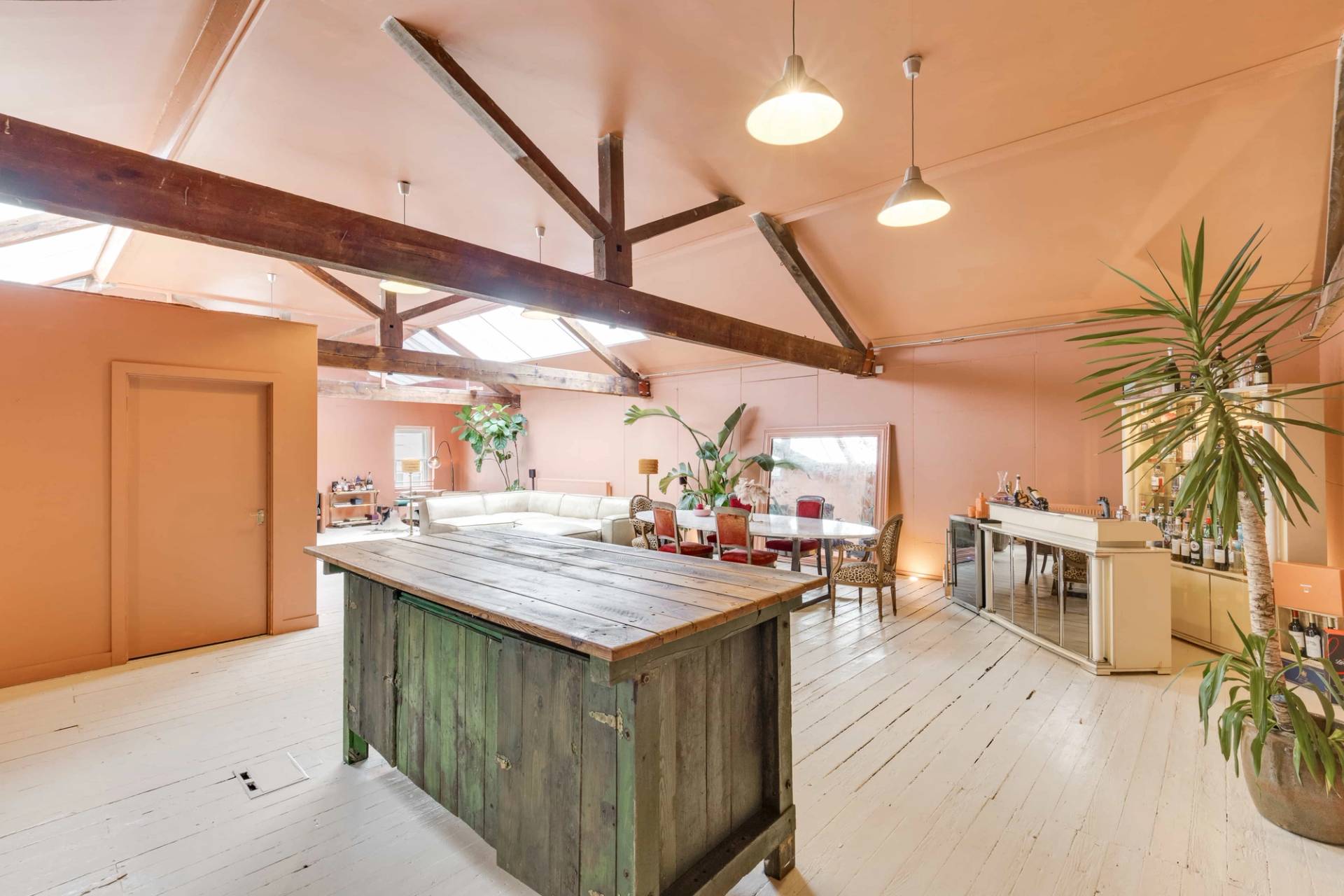 Full length view of a grand open-plan loft conversion studio for film, photography, and event hire, Love Locations.