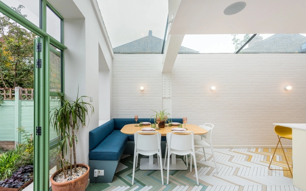 Reception room with brick fireplace in North London, Love Locations