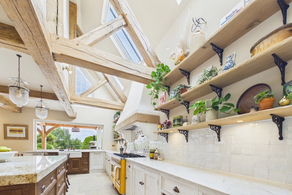 Love Locations bright farmhouse kitchen with skylights for photography shoots