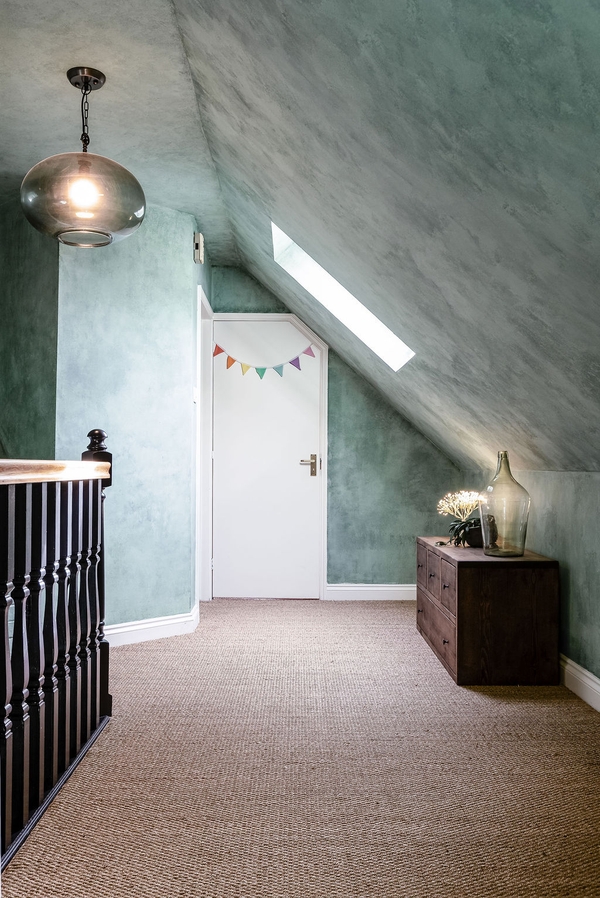 Spacious landing with sloping ceilings and character details at Love Locations property in Liss, Hampshire GU33.