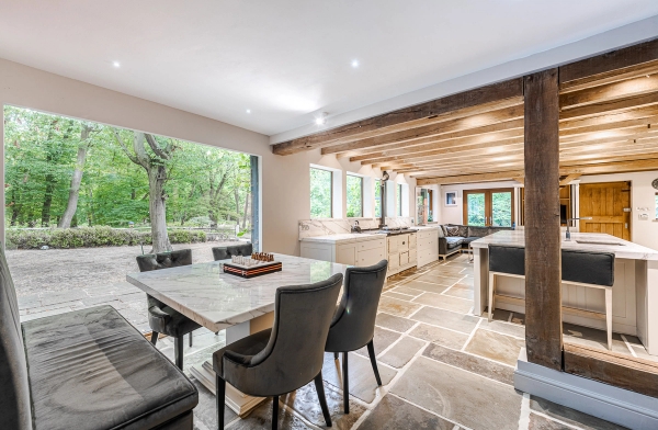 Large living space with vaulted ceiling in Essex barn, Love Locations