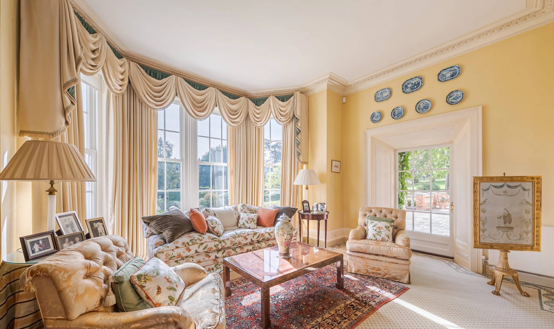 Modern open-plan living space inside a historic Georgian home.