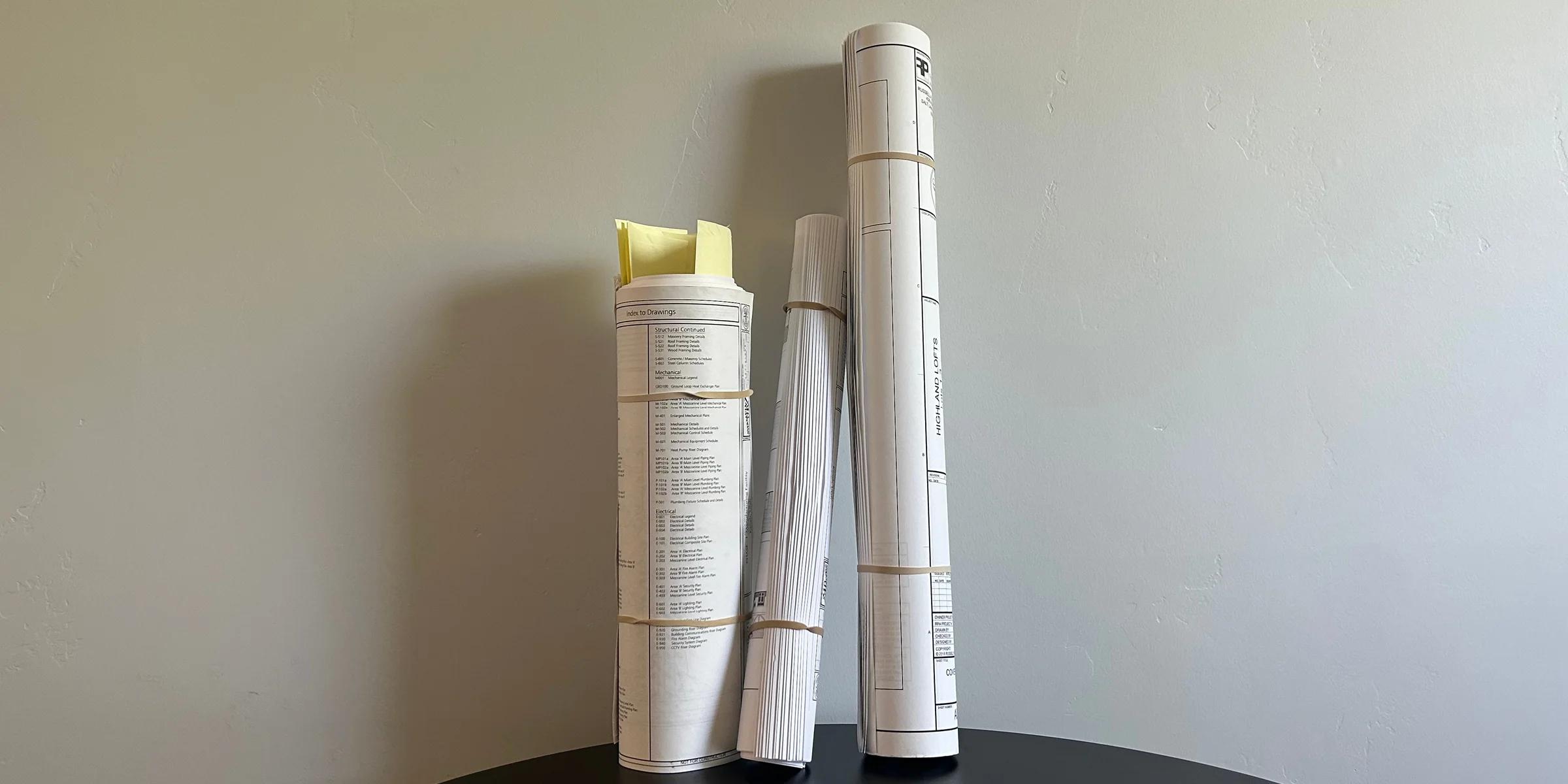Rolled architectural drawings