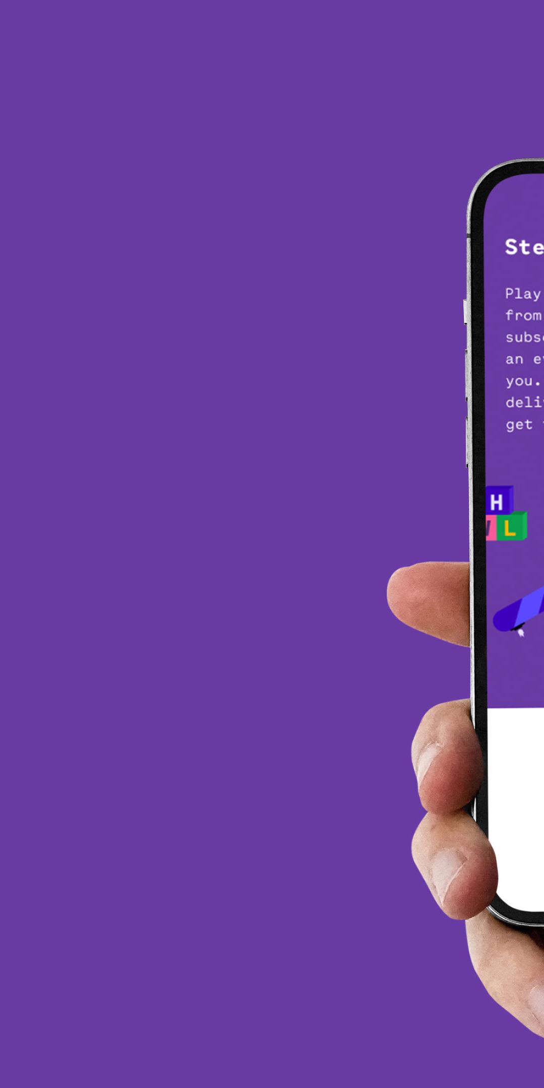 Whirli site on a phone held in a hand, showing "Step 4: Repeat!" above illustrated toys