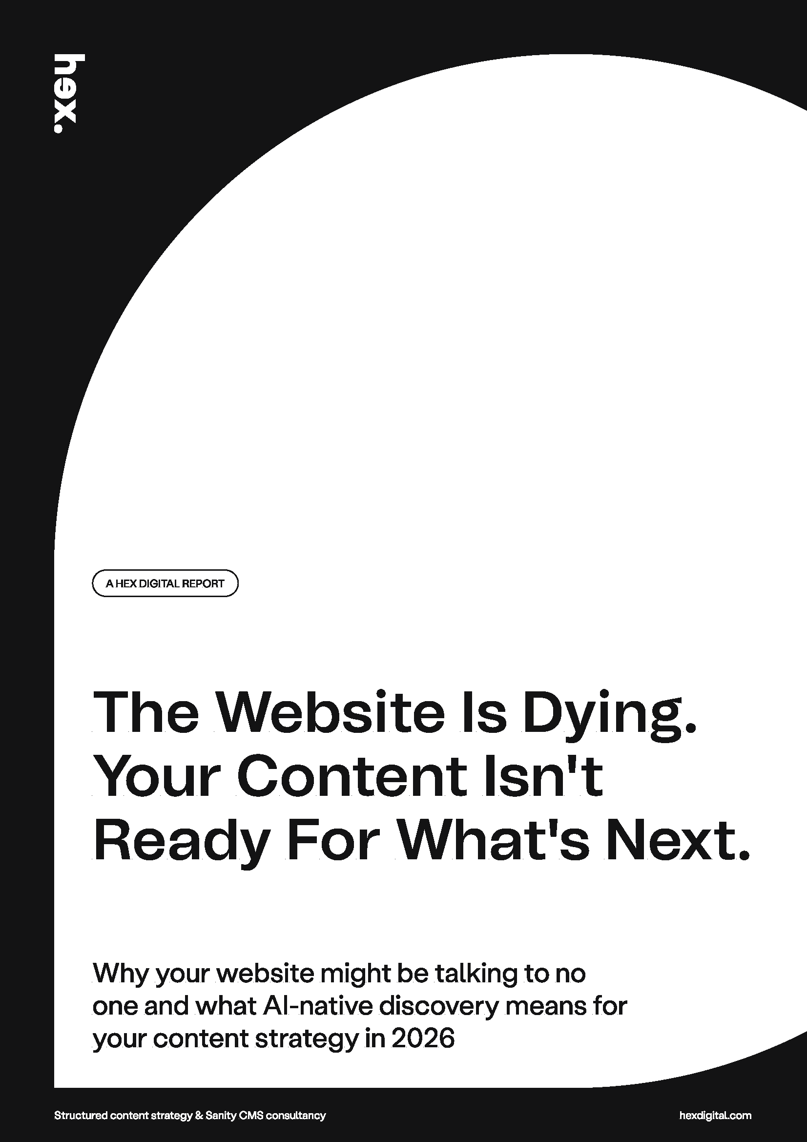 Cover page of a white paper from Hex - the future of the website