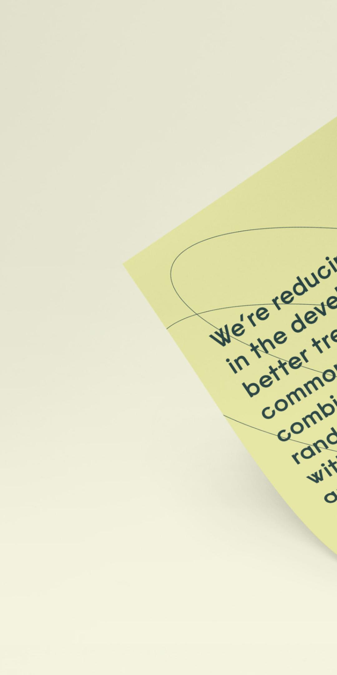 Protas leaflet held in a hand, setting out its mission to reduce barriers to better treatments for common diseases