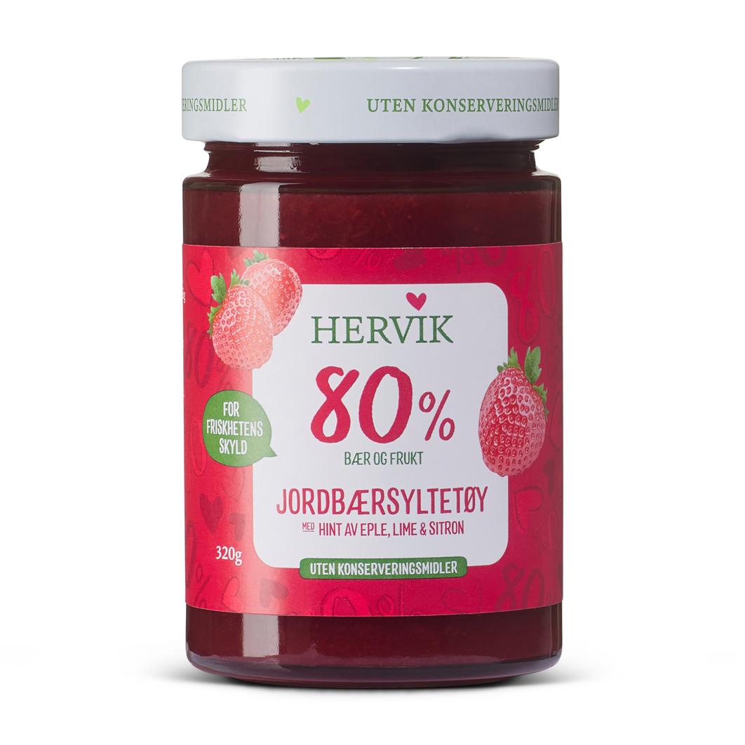80% Jordbærsyltetøy med hint av eple, lime & sitron
