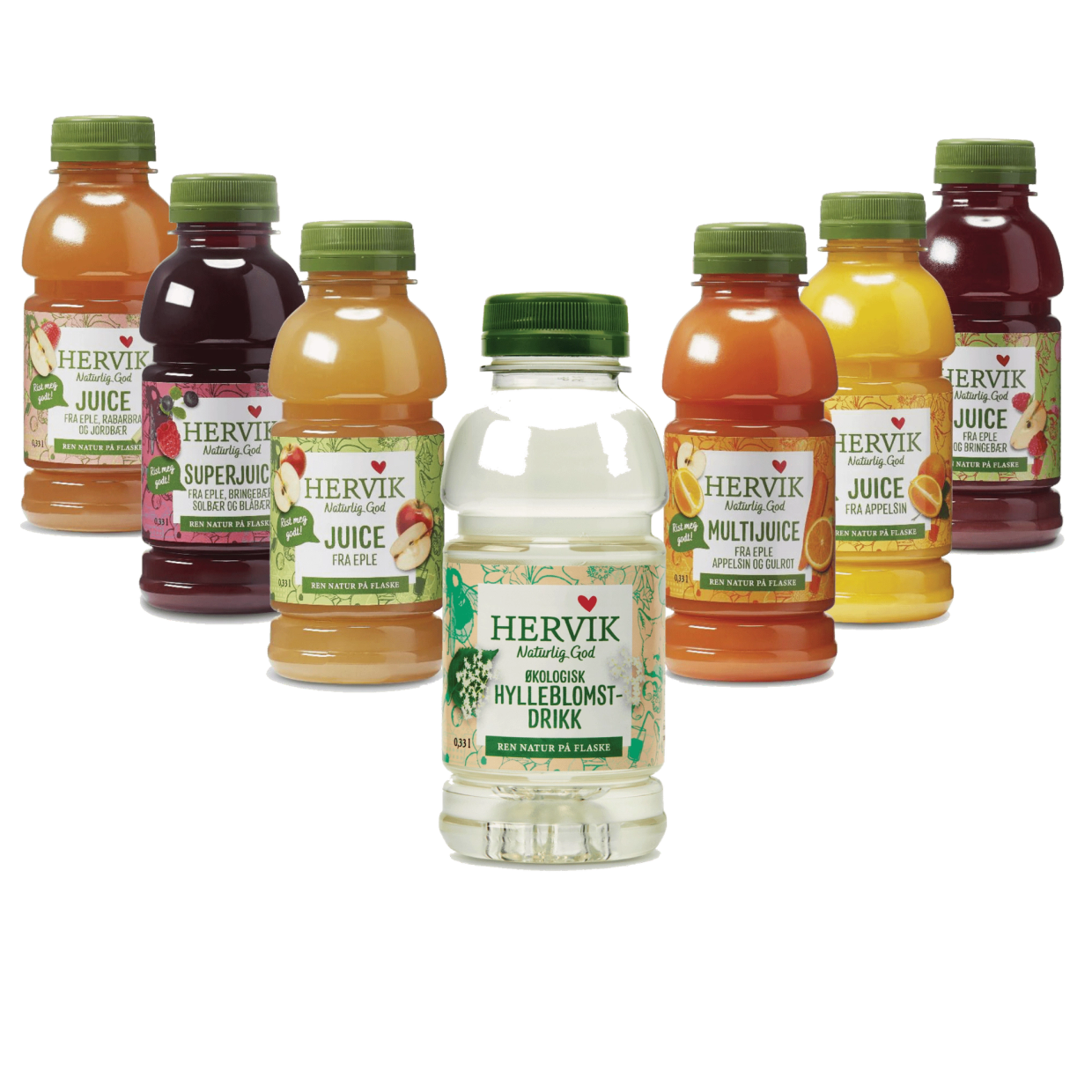 Flasker med assortert juice