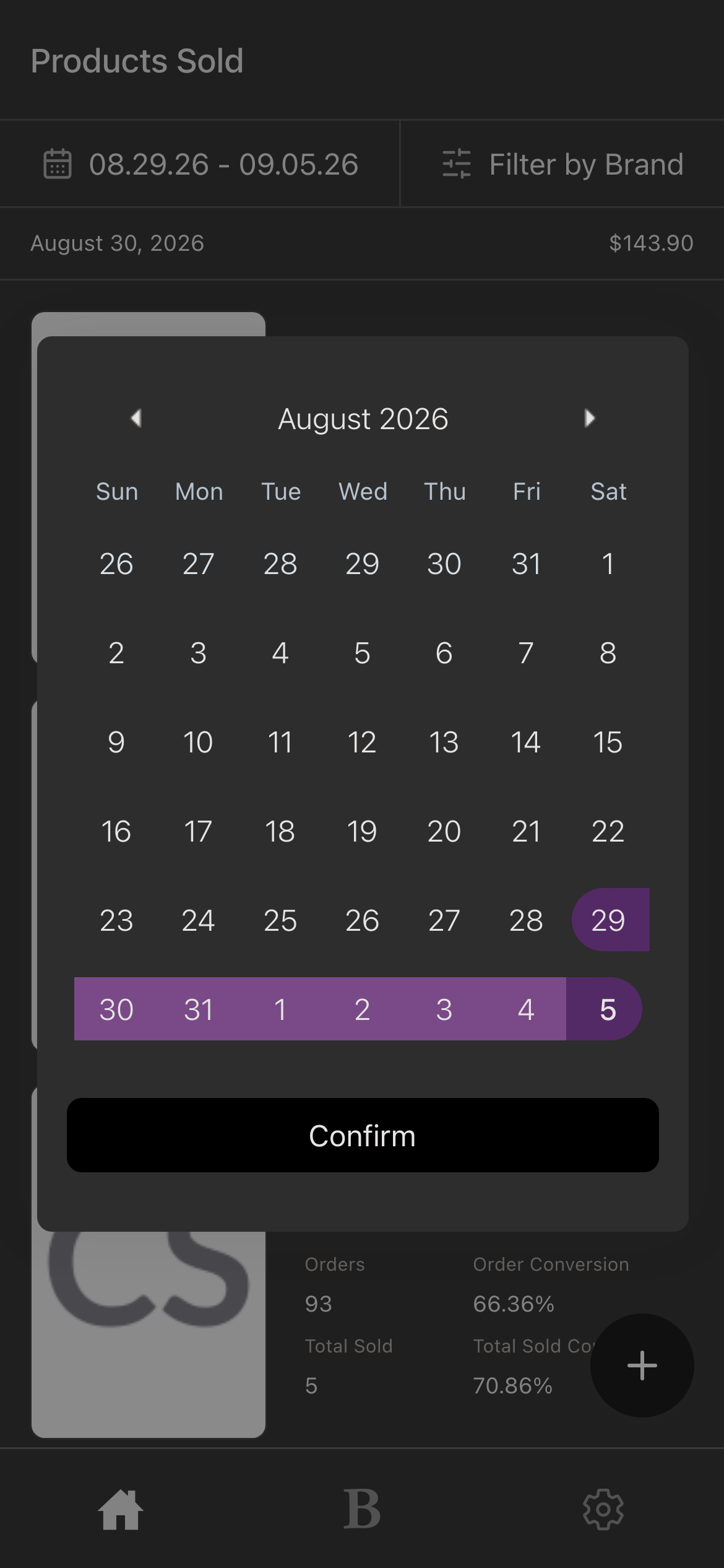 date range, dark mode