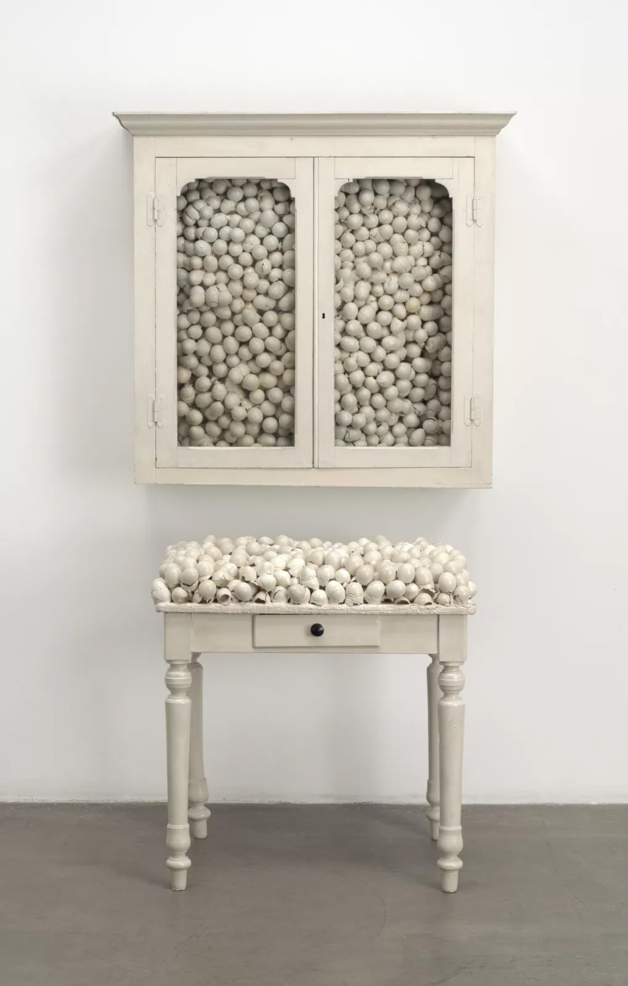 White Cabinet and White Table
