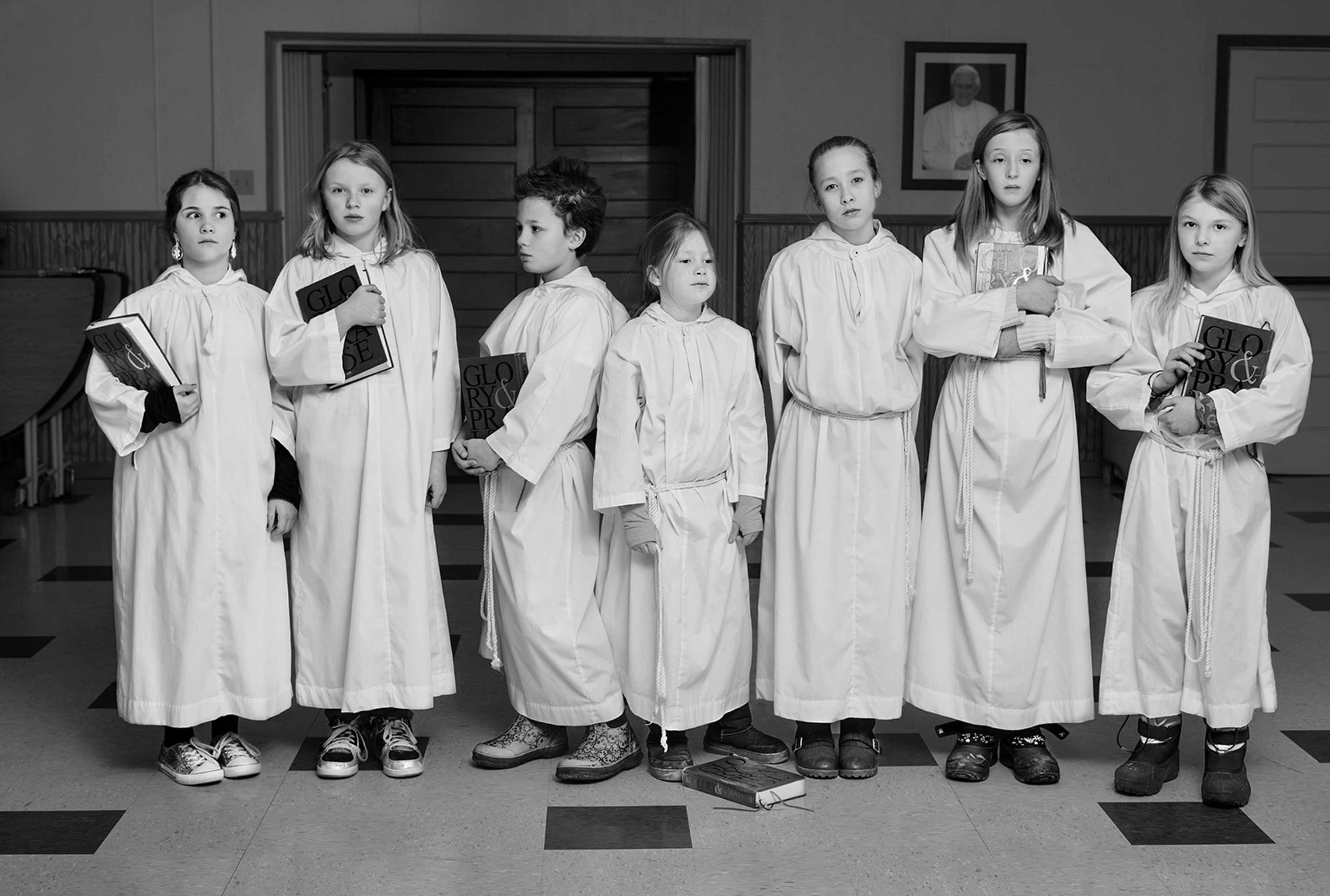 5 pm choir practice at St. Josephs Catholic church. Black River Falls, Wisconsin, USA