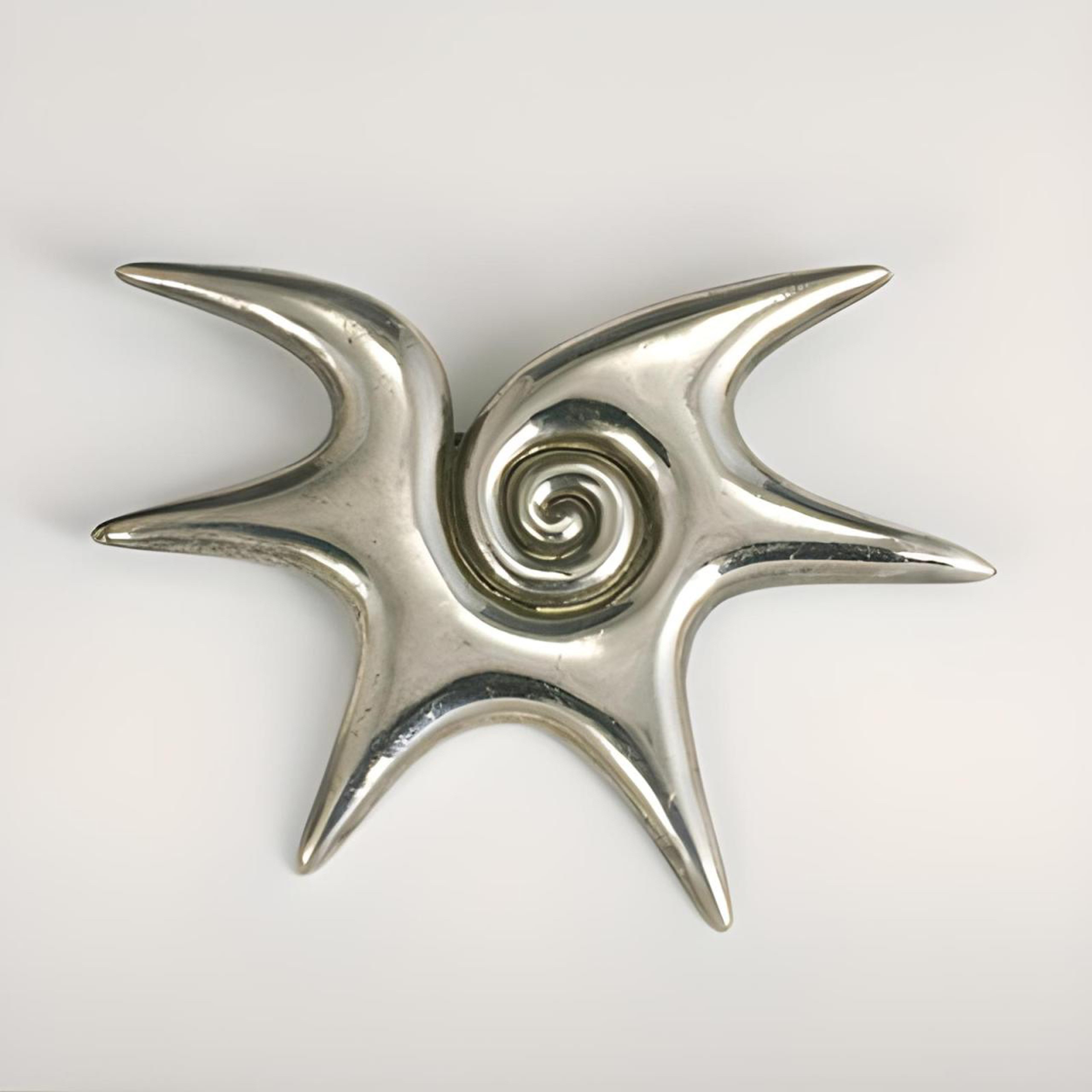 Sterling Silver Spiral Star Brooch