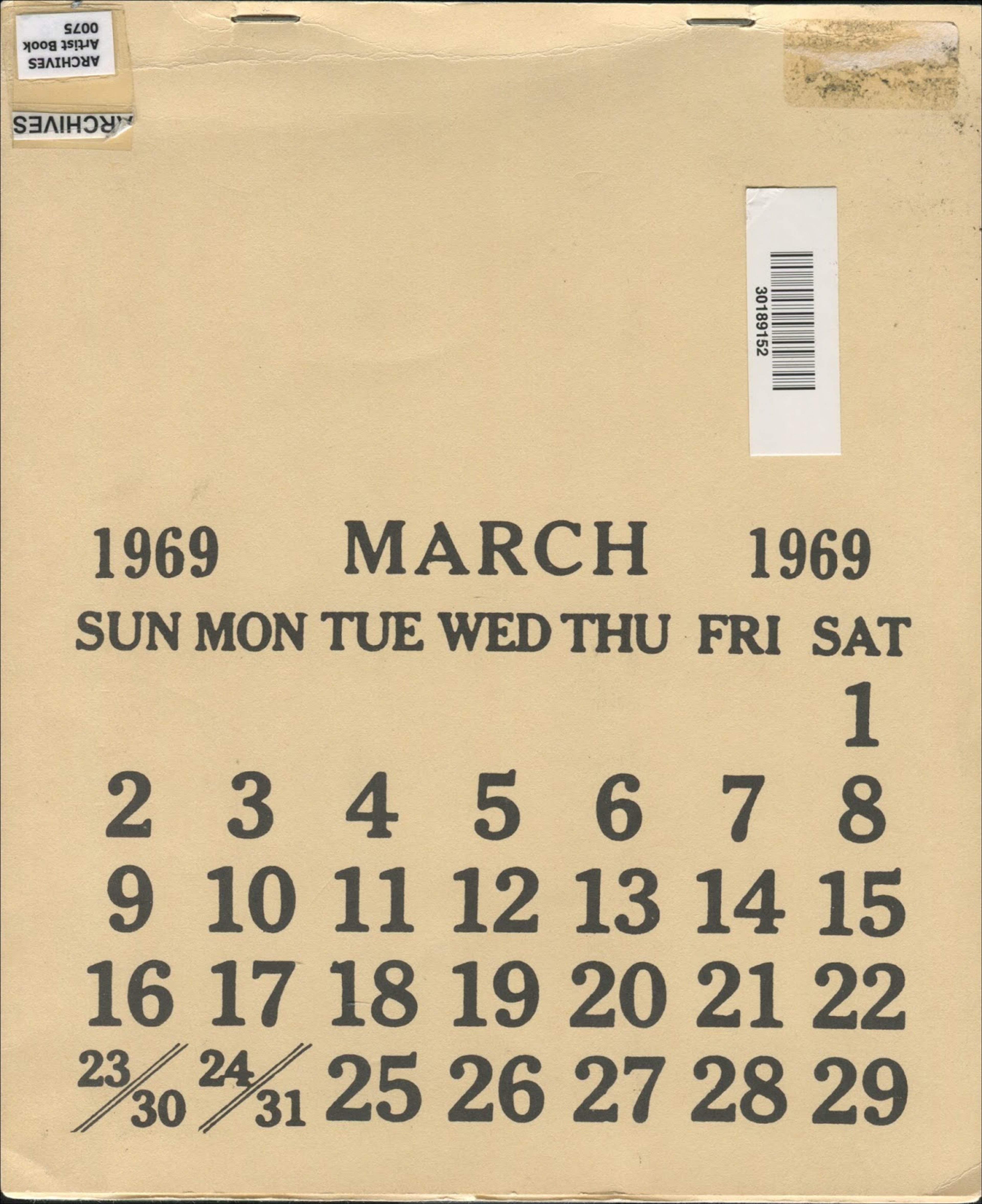 One Month (March 1-31, 1969)