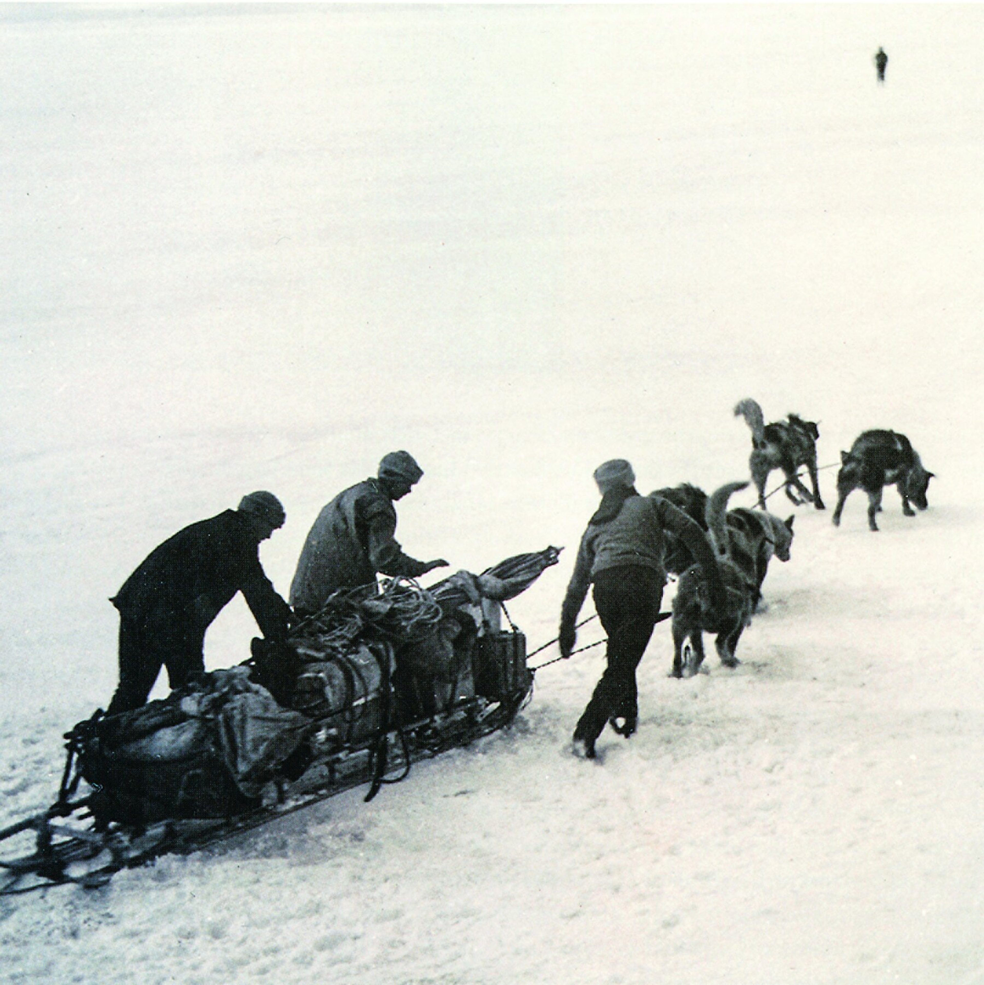 Shackleton leading the Aurora relief party in the winter of 1916, searching for nine lost men.
