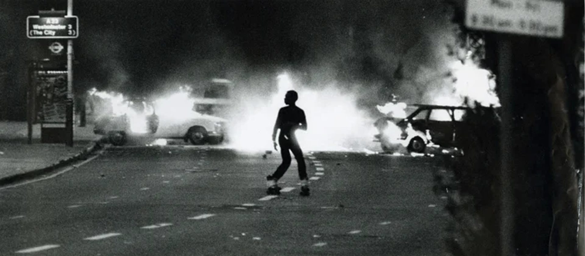 London’s burning … a scene from the Brixton riots