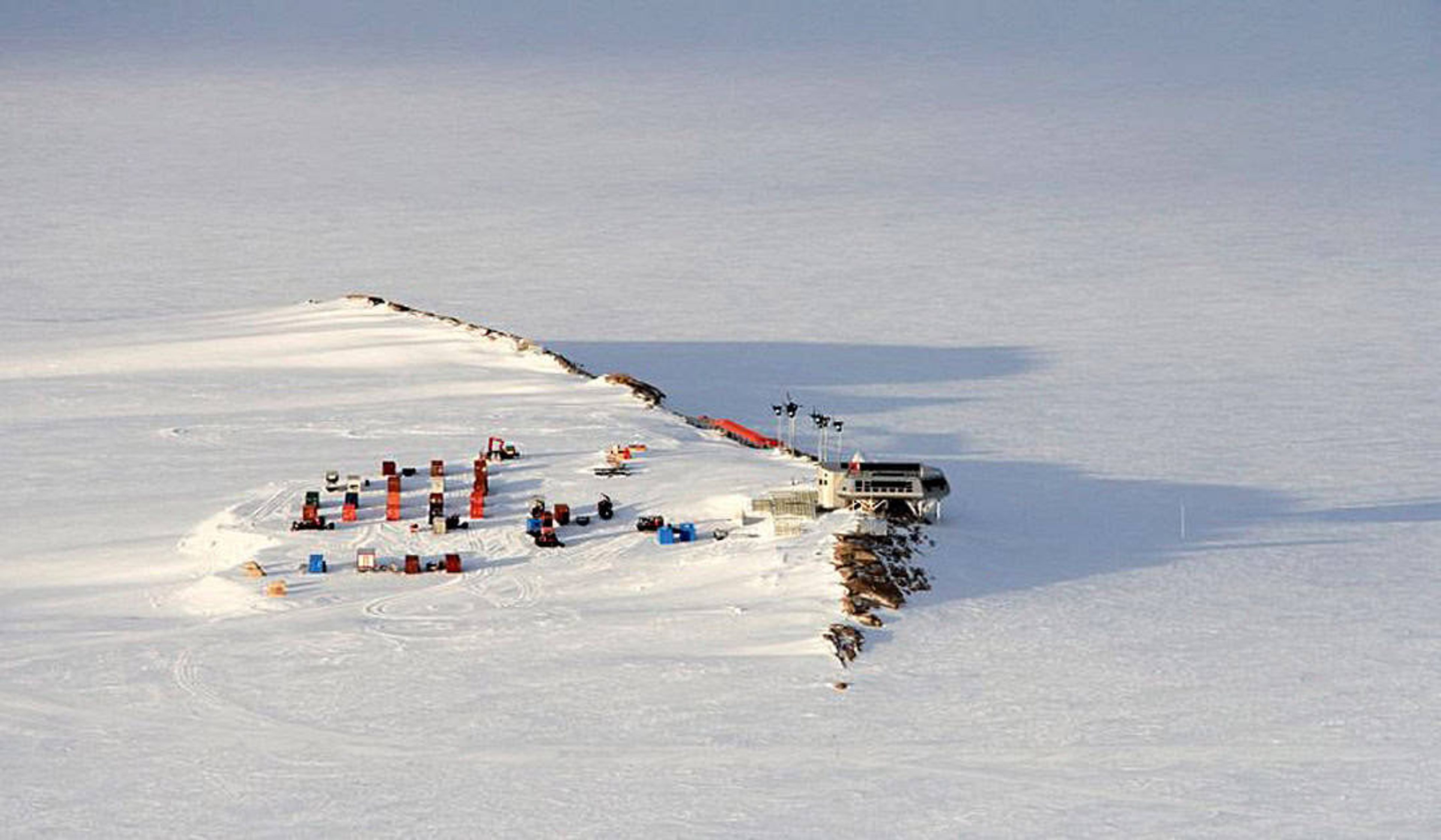 Aerial view of the ridge and of Princess Elisabeth Antarctica from the Utseinen Nunatak