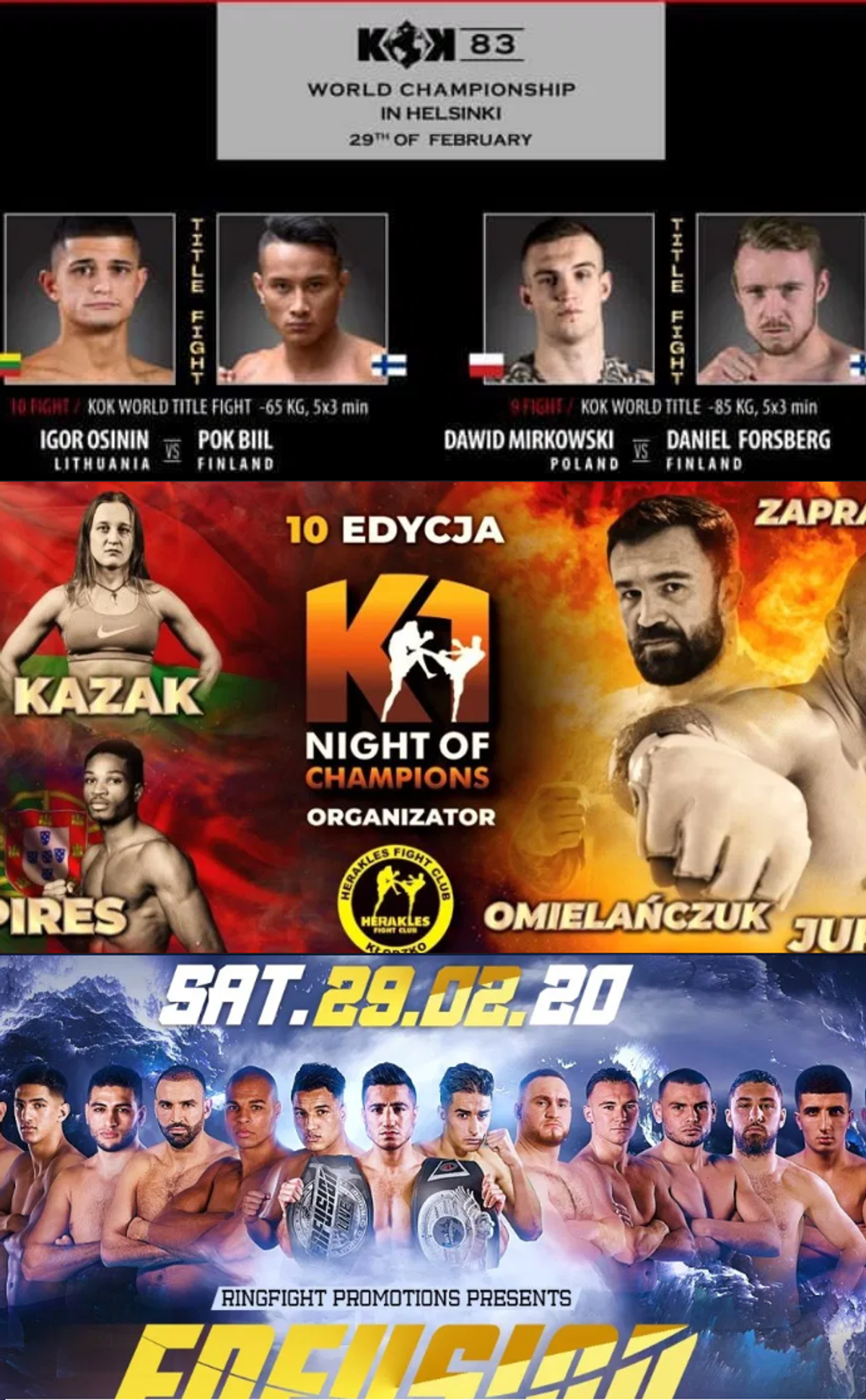 Resultados: Enfusion 95 y 96 Eindhoven, KOK 83 Helsinki y Night of Champions 10 Szczytna