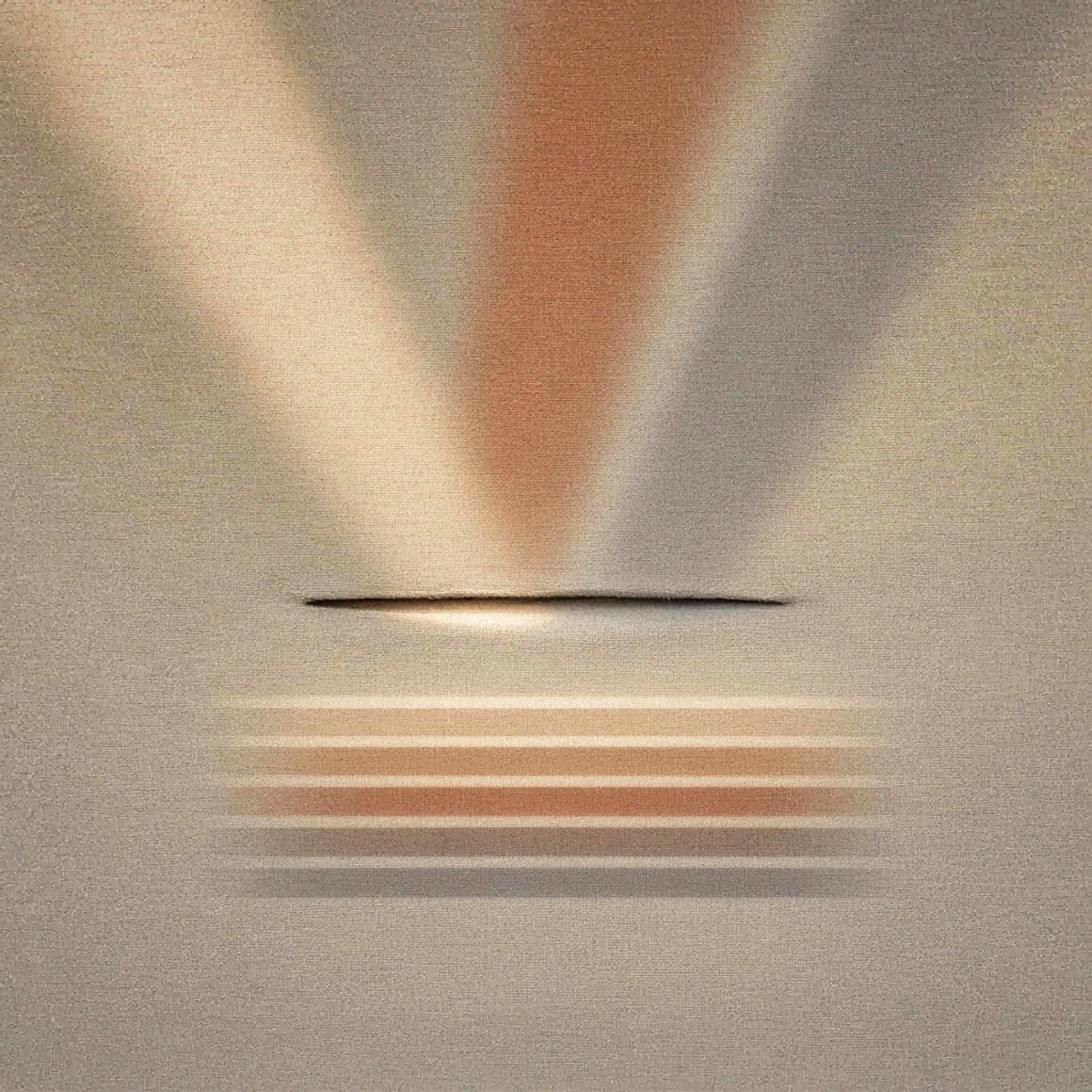 Abstract cover art: three cream and rust streams of light passing through one shared aperture and leaving as a single set of evenly ordered lines.