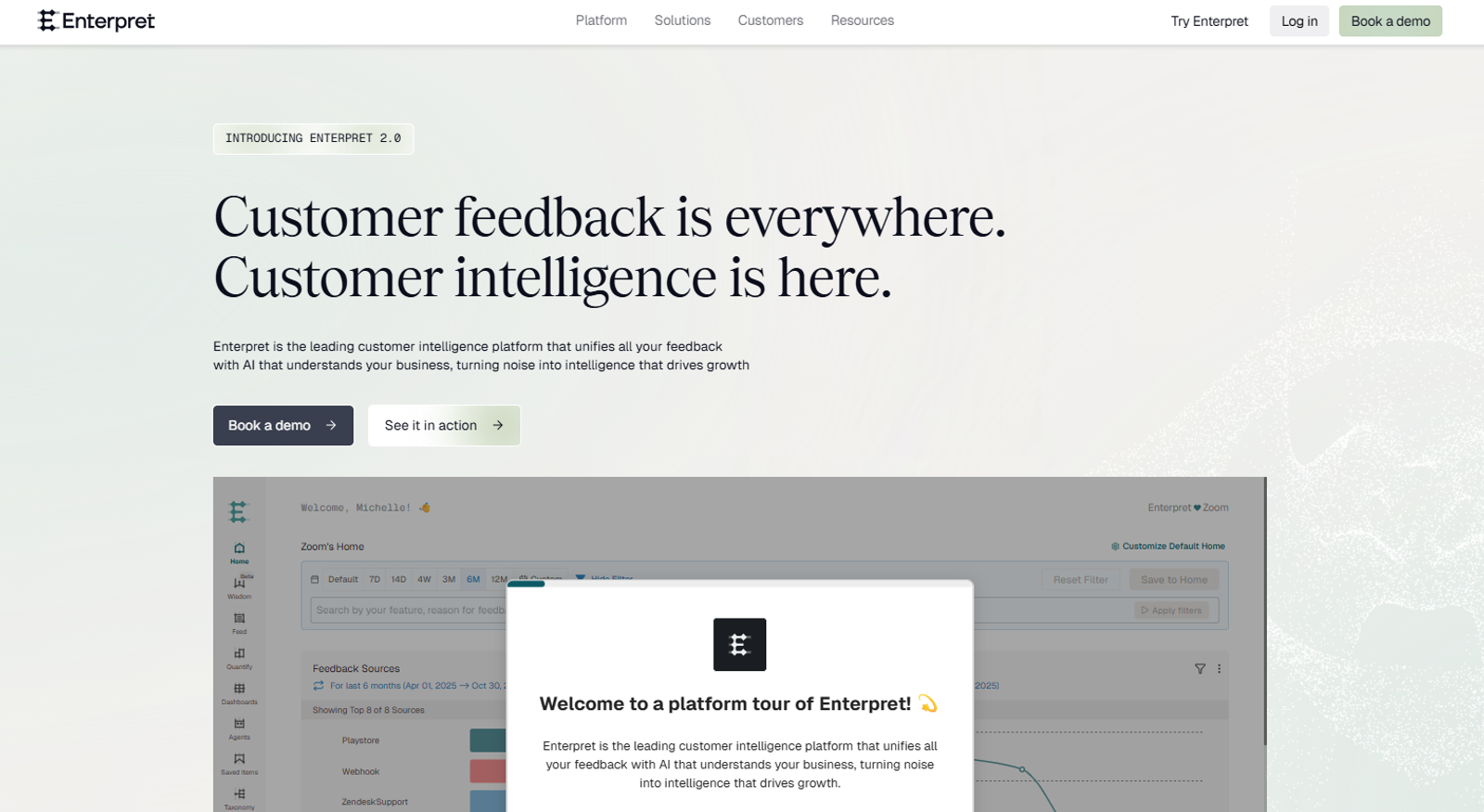 Enterpret homepage