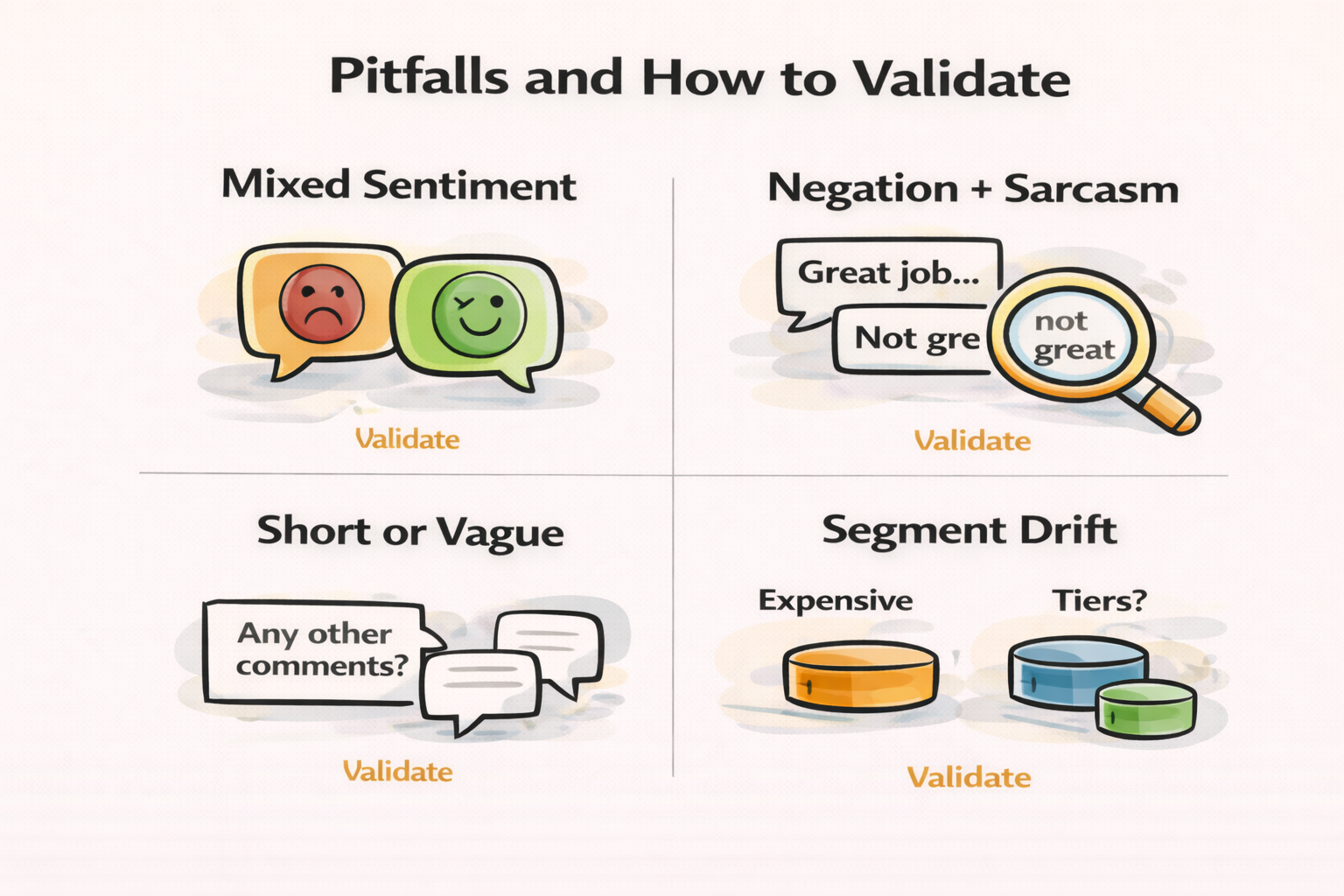 Pitfalls to address, and how to validate against them
