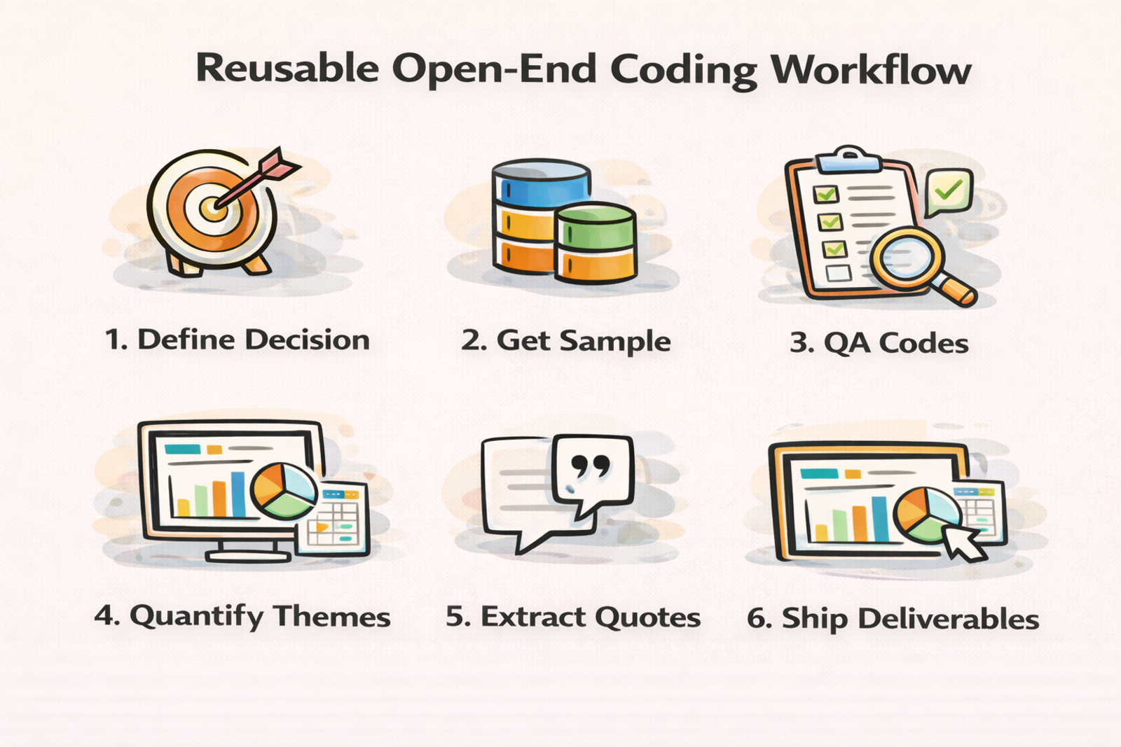 A reliable open-ended coding workflow you can reuse (regardless of tool)