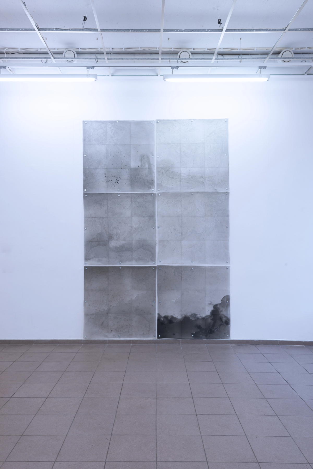 The Dream of the Fisherman's Wife, 2017 
Clear glycerine soap base, natural black clay, BODY AI fragrance (produced with support of IFF Inc.; in collaboration with Caroline Dumur), ash, screws.
Photos: Arnas Anskaitis