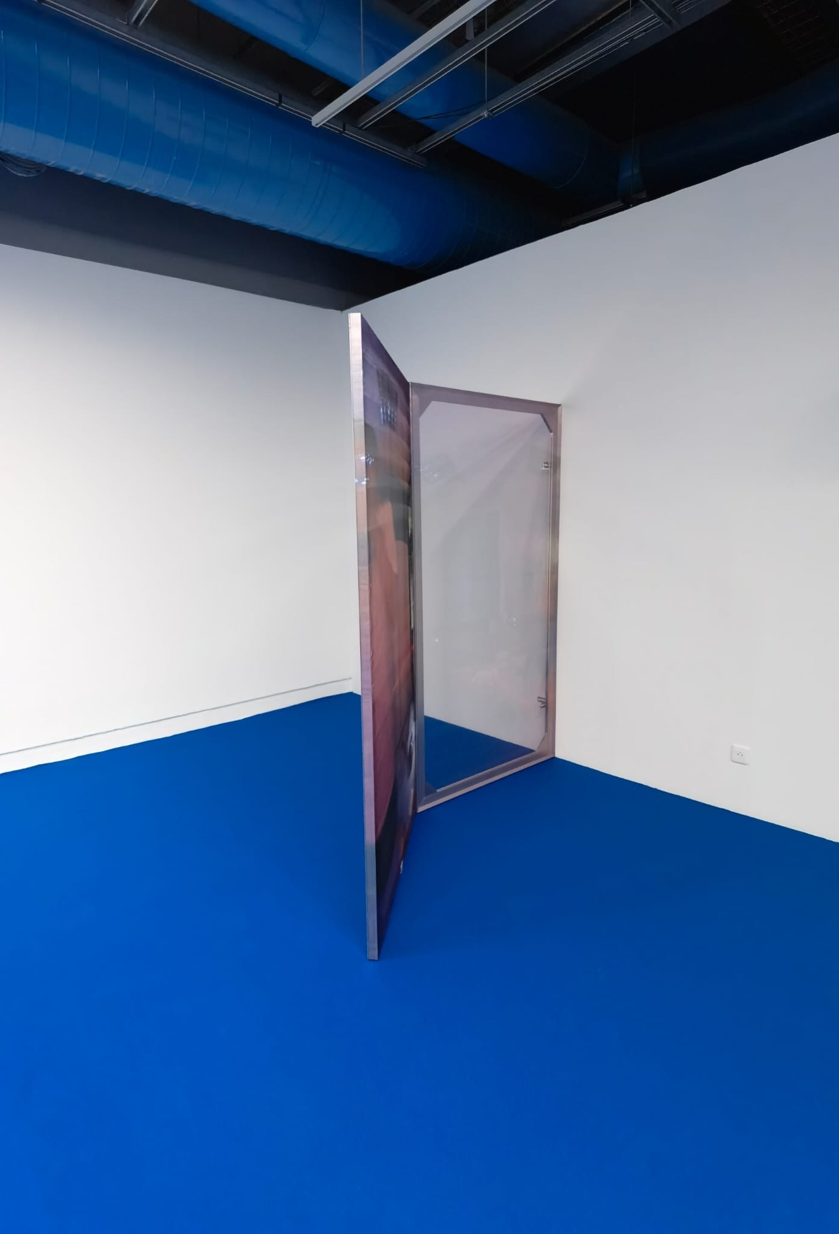 Leave No Trace (Athens) I-VIII 2022. Stainless steel, wood, digital print on chiffon; 110 cm x 200 cm each