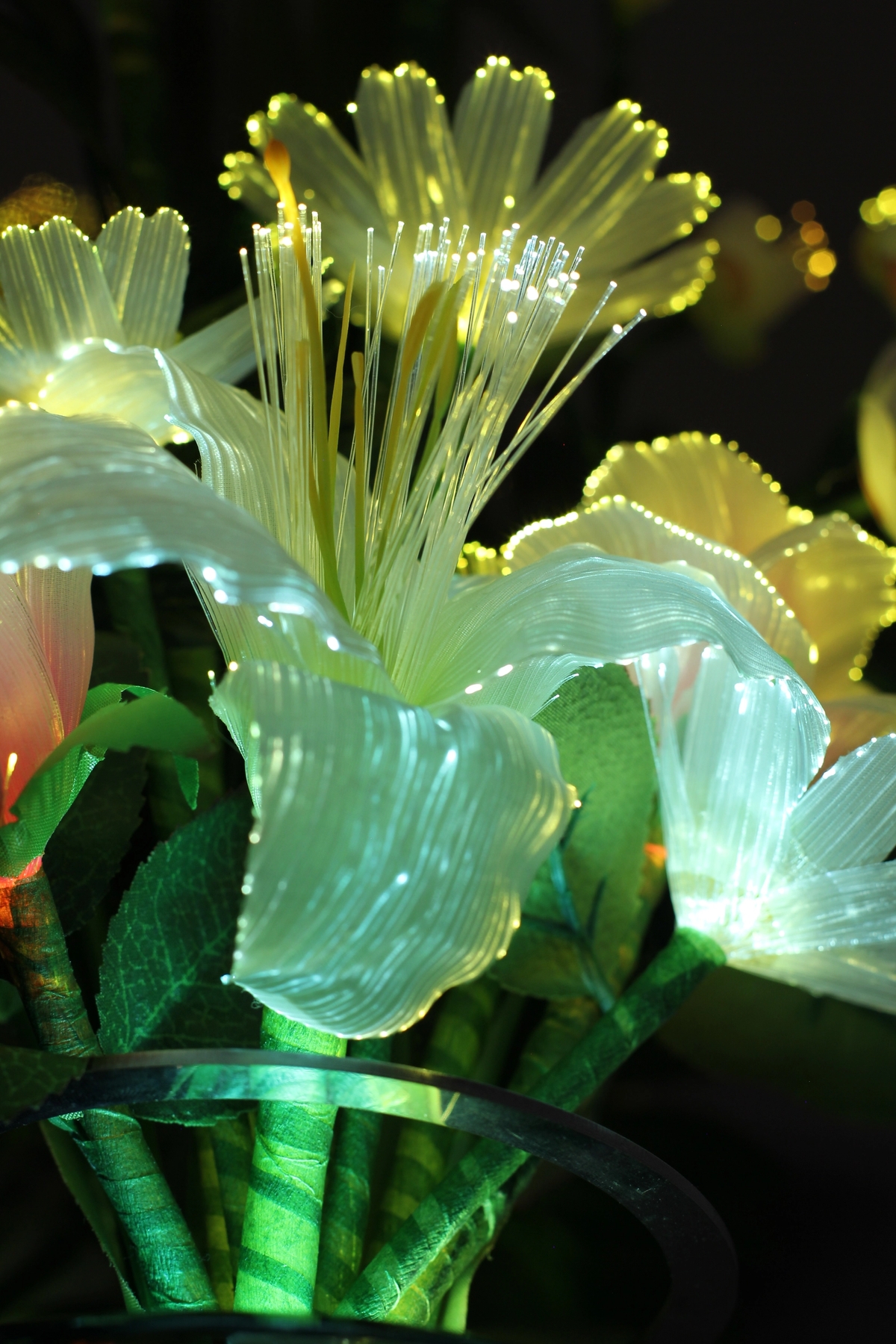 Votive Flowers (I–III), 2022

 Stainless steel, LED flowers (detail).