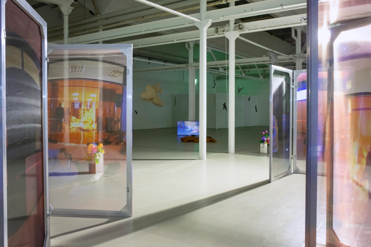 Leave No Trace (Athens) (I-VIII), 2022

110 cm x 200 cm each. Aluminium, wood, digital print on chiffon.

Freestanding Votive Flowers (I–VII), 2022

Optical fibres, paper and plastic flowers, programmed LED light grid, mirror polished stainless steel.



