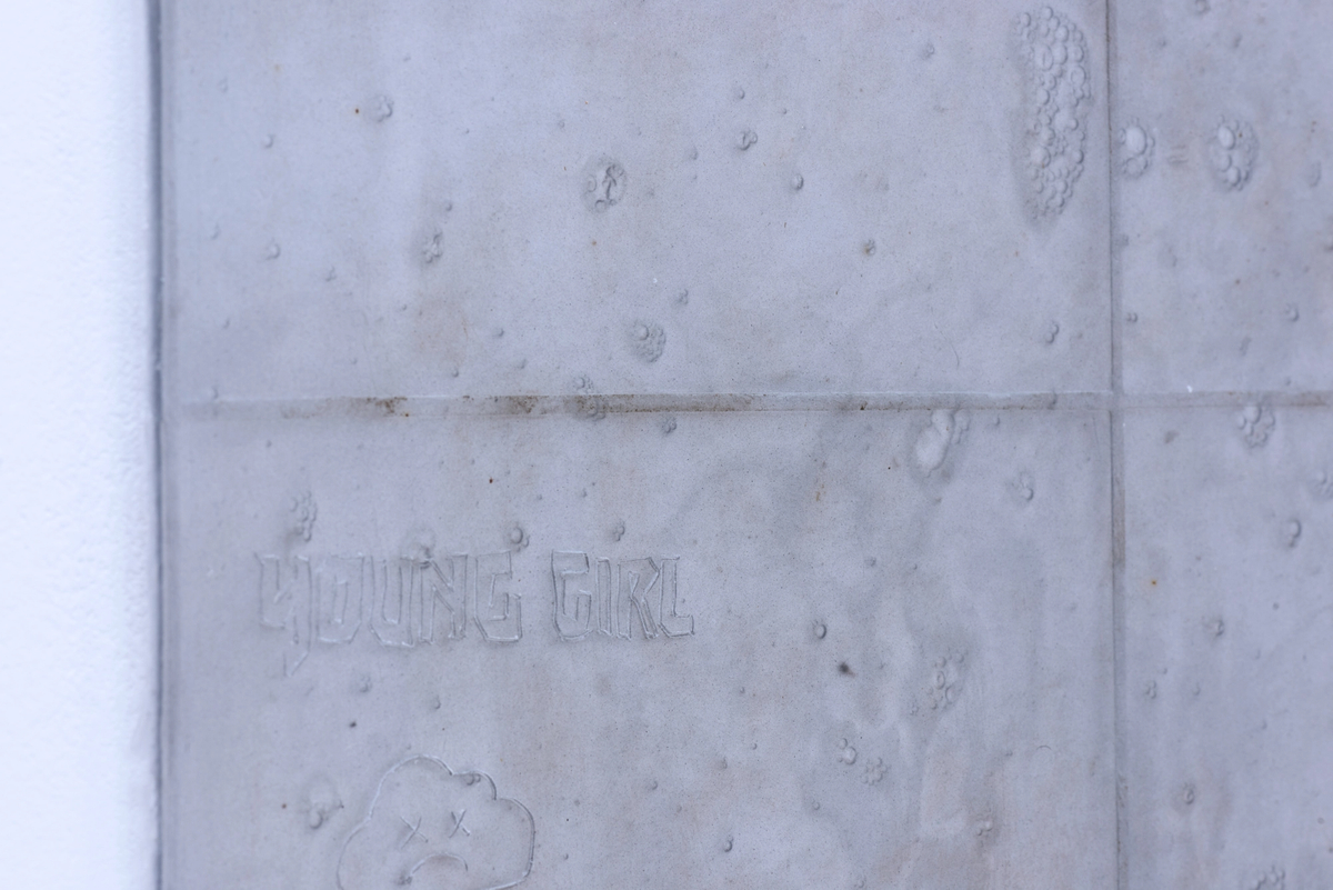 The Dream of the Fisherman's Wife, 2017 
Clear glycerine soap base, natural black clay, BODY AI fragrance (produced with support of IFF Inc.; in collaboration with Caroline Dumur), ash, screws.
Photos: Arnas Anskaitis