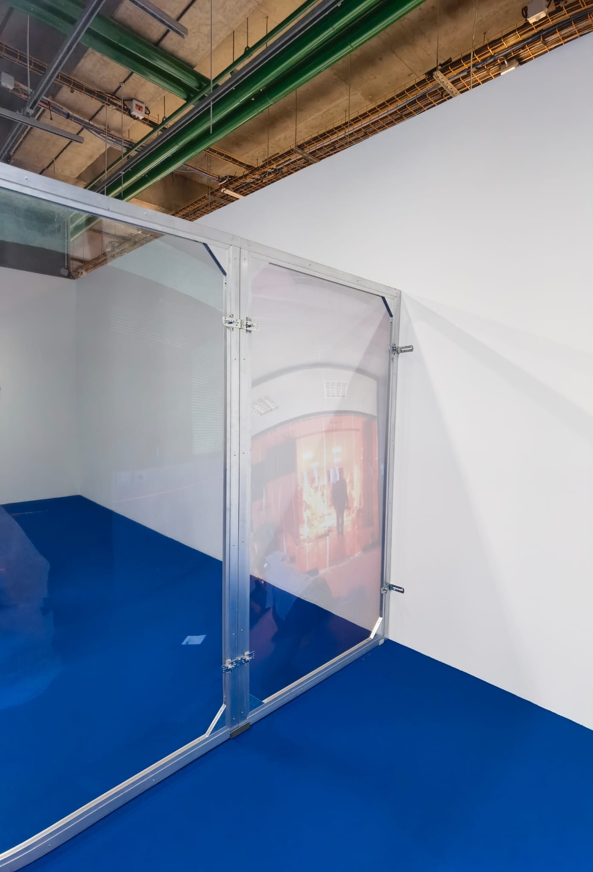 Leave No Trace (Athens) I-VIII 2022. Stainless steel, wood, digital print on chiffon; 110 cm x 200 cm each.