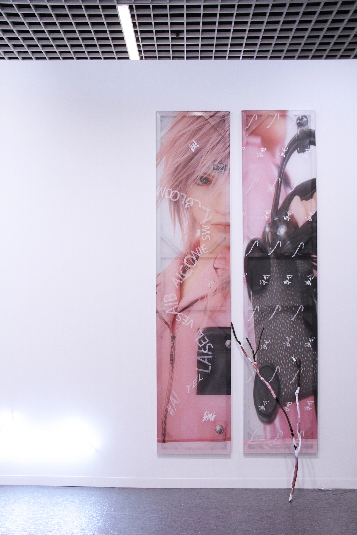  Ai is a contractual heroine, the symbol of new pictorial processes, 2016

EMBROIDERY ON CHIFFON, ALUMINIUM STRETCHER FRAME (282 x 55 x 3 cm)


 Ai know through the interface, 2016

 EMBROIDERY ON CHIFFON, ALUMINIUM STRETCHER FRAME (282 x 55 x 3 cm)


seamlessly woven into Ai life, 2016

CHERRY TREE BRANCH, HEAT MOLDED PLASTIC, CONCRETE, FAKE NAILS, ACRYLIC PAINT (190 X 70 X 20 cm)