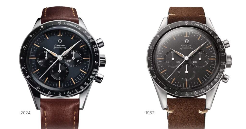 Omega Speedmaster chronograph watch displaying iconic tachymeter bezel and classic dial design