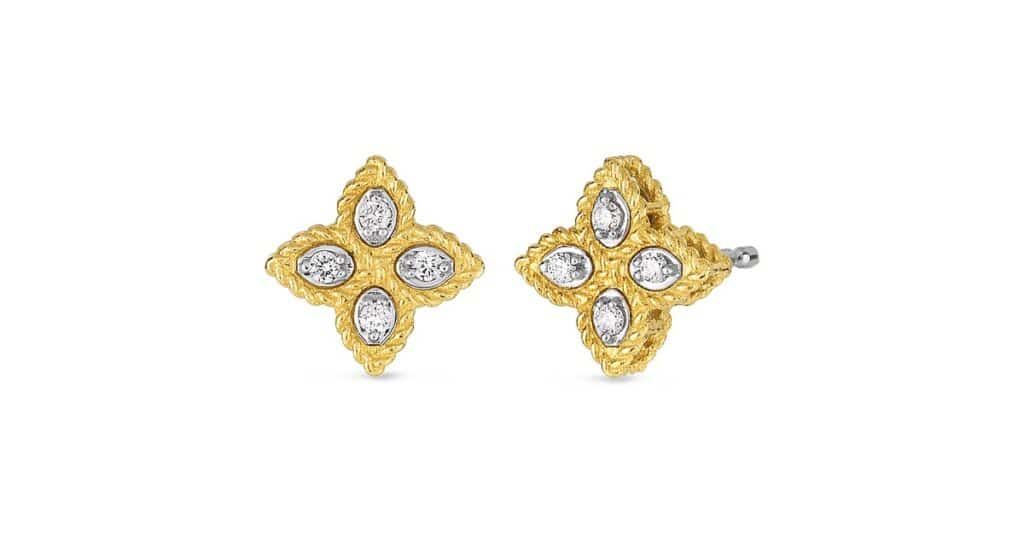Roberto Coin diamond stud earrings showcasing brilliant-cut stones and luxury craftsmanship