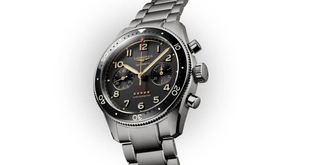 Longines Spirit Flyback Chronograph titanium watch showing intricate flyback function mechanism